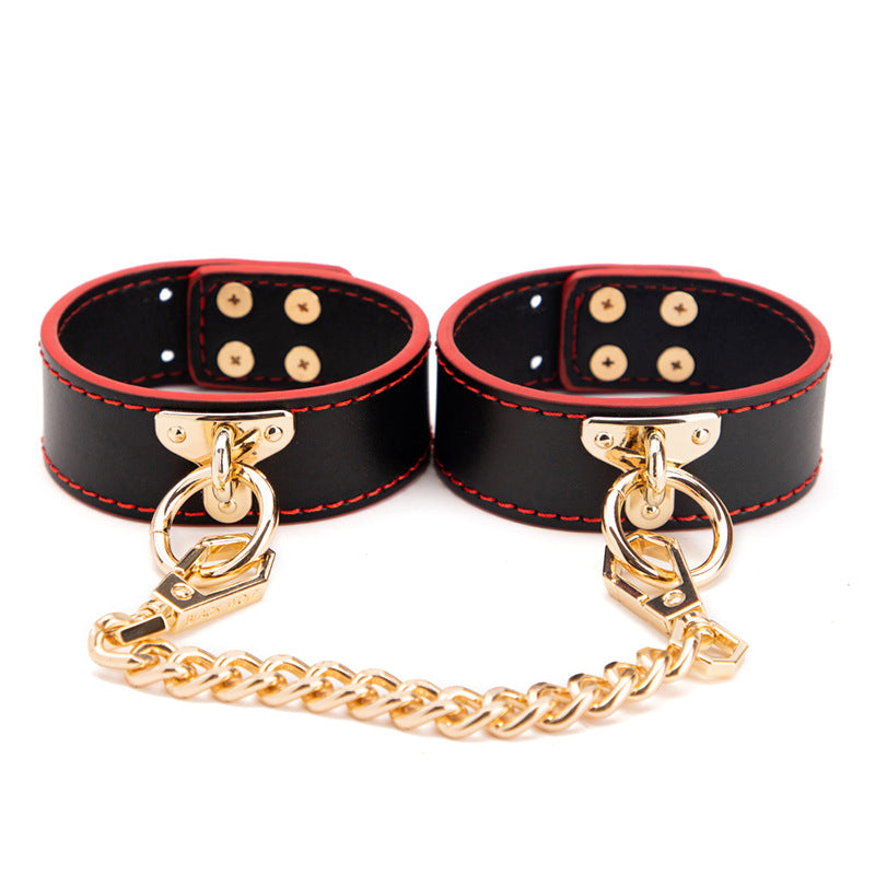 Red Fun Couple Toys Binding Handcuffs Ankle Cuffs Collar Accessories-EROSREALM