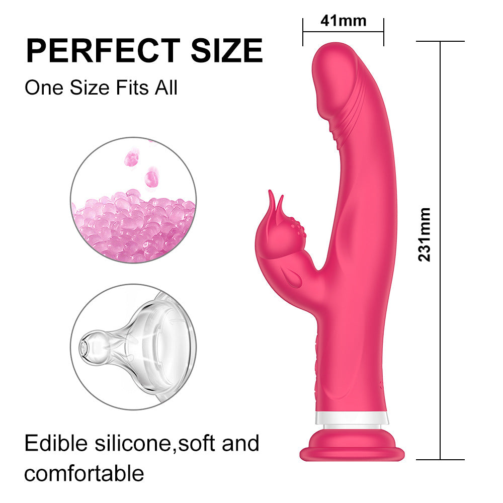 Heating Rabbit Dildo Vibrator With Suction Cup-EROSREALM