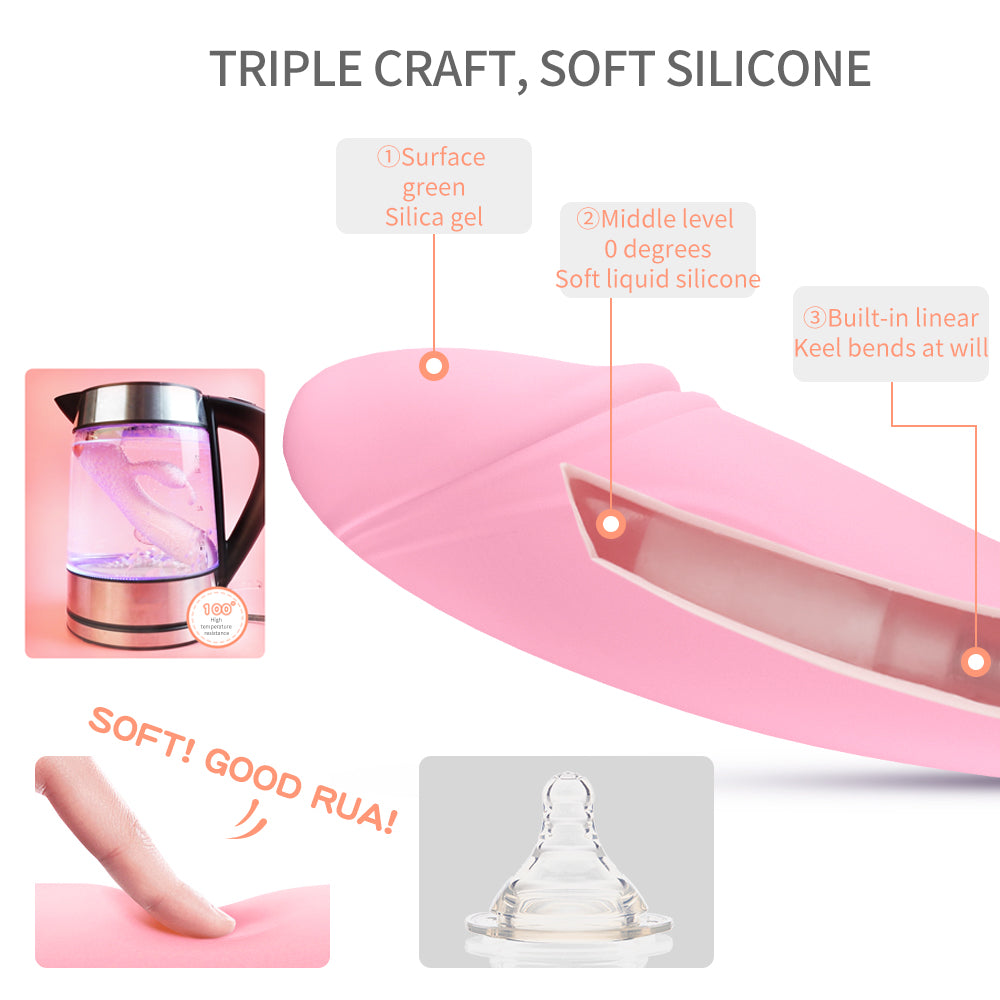 Soft Cute Double Shock Warming Rabbit Vibrator-EROSREALM