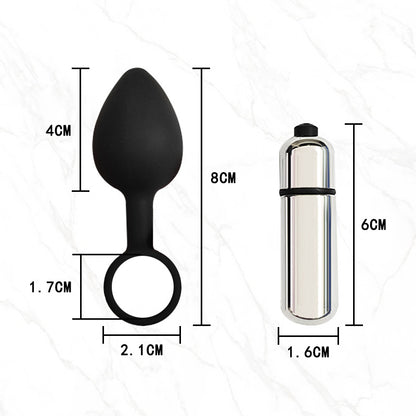 Silicone Anal Plug with Vibrating Bullets-EROSREALM