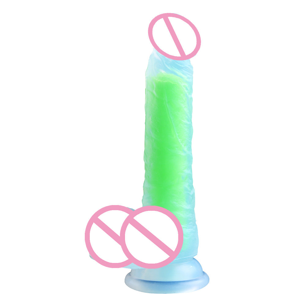 Crystal Rainbow Color Silicone Dildo with Balls & Suction Cup-EROSREALM