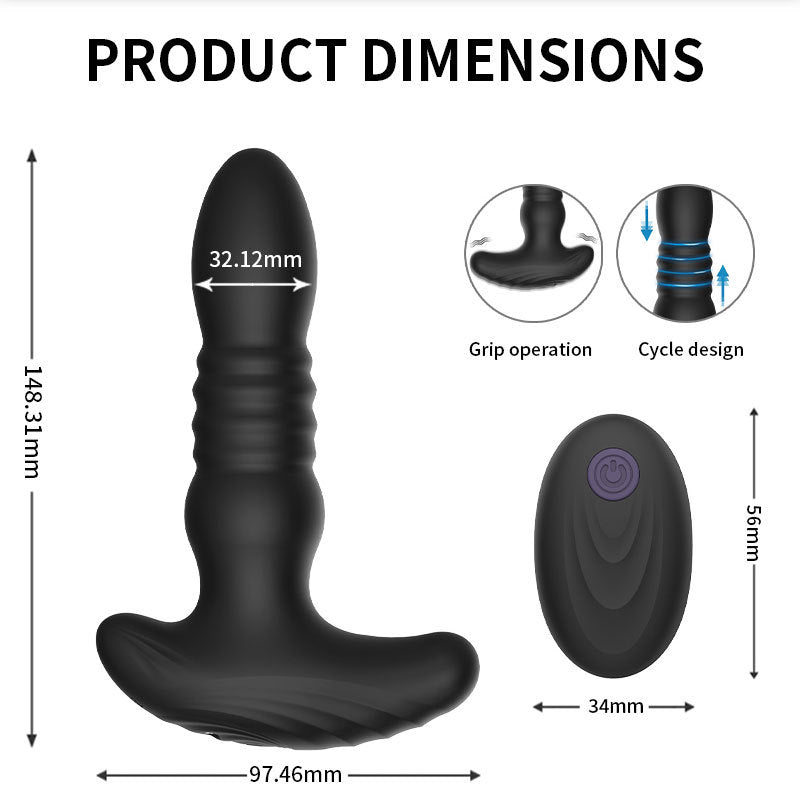 Wireless Remote Telescopic Vibrating Butt Plug Anal Sex Toys Prostate Massager-EROSREALM