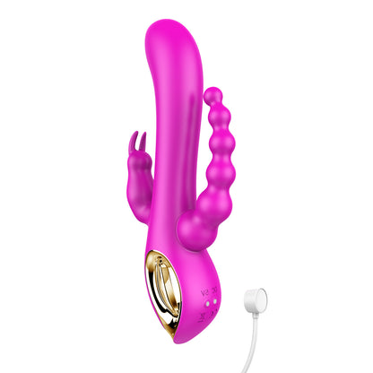 Vaginal. Anal And Clitoral Triple Stimulation Vibrating Rod-EROSREALM