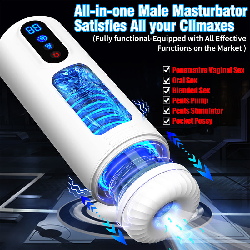 4-in-1 Heated Thrusting Sucking Vibrating Oral Sex Penis Stroker-EROSREALM