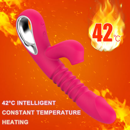 Heating Telescopic Sucking Clitoral Stimulator Dildo Vibrator-EROSREALM