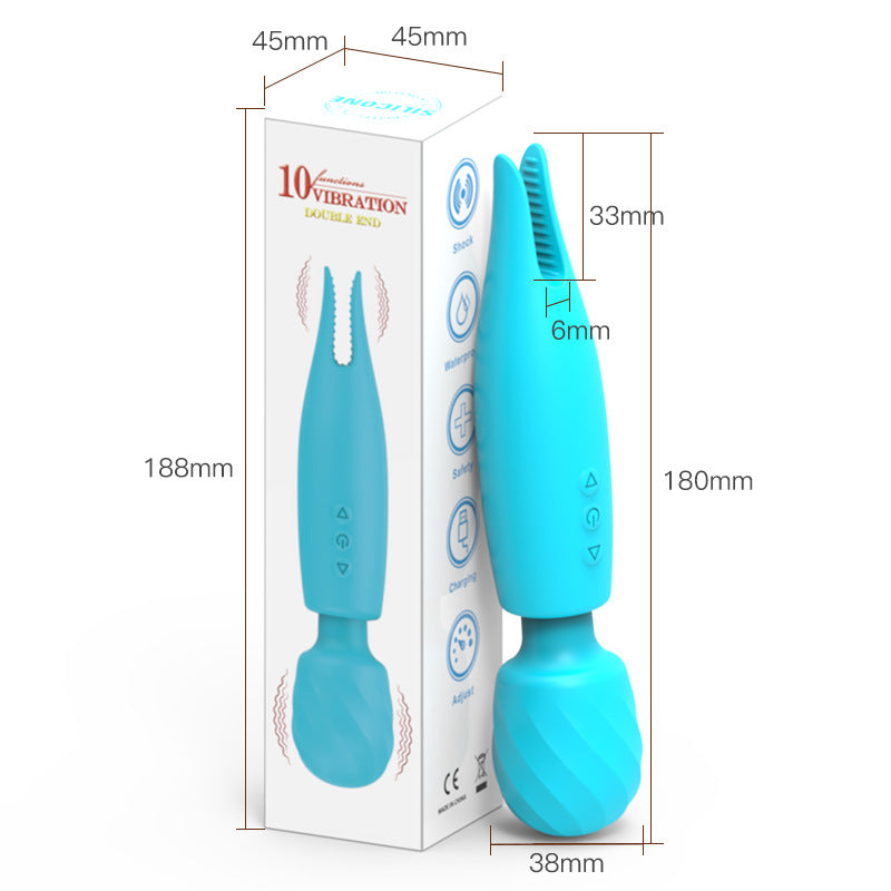 2-in-1 Wand Vibrator Clit Nipple Stimulator-EROSREALM