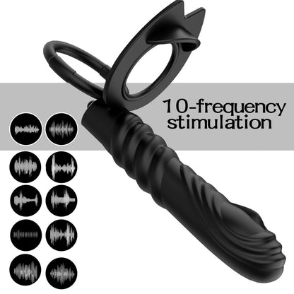 Vibrating Double Cock Rings Vibrator For Couples-EROSREALM