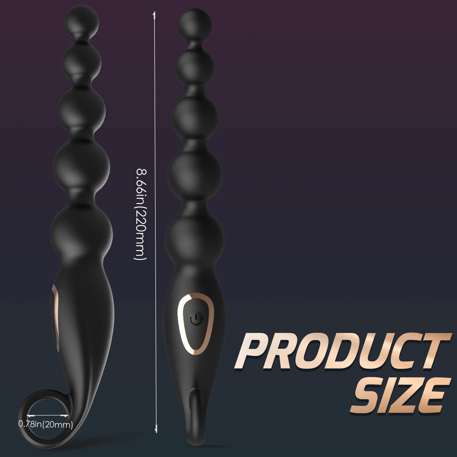 Vibrating Anal Beads Butt Plug. Graduated Design Silicone Anal Vibrator with 7 Vibration Modes Rechargeable Waterproof G-spot Anal Sex Toy for Men. Women and Couples-EROSREALM