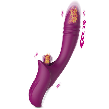 2-in-1 Tongue-licking Thrusting G-spot Vibrator-EROSREALM