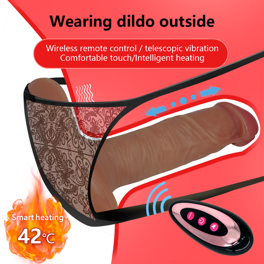 Remote Control Wearable Heating Vibrating Dildo Panties Vibrator-EROSREALM