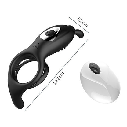 Remote Control 9 Frequency Vibrating Cock Ring Rabbit Ear Penis Ring-EROSREALM