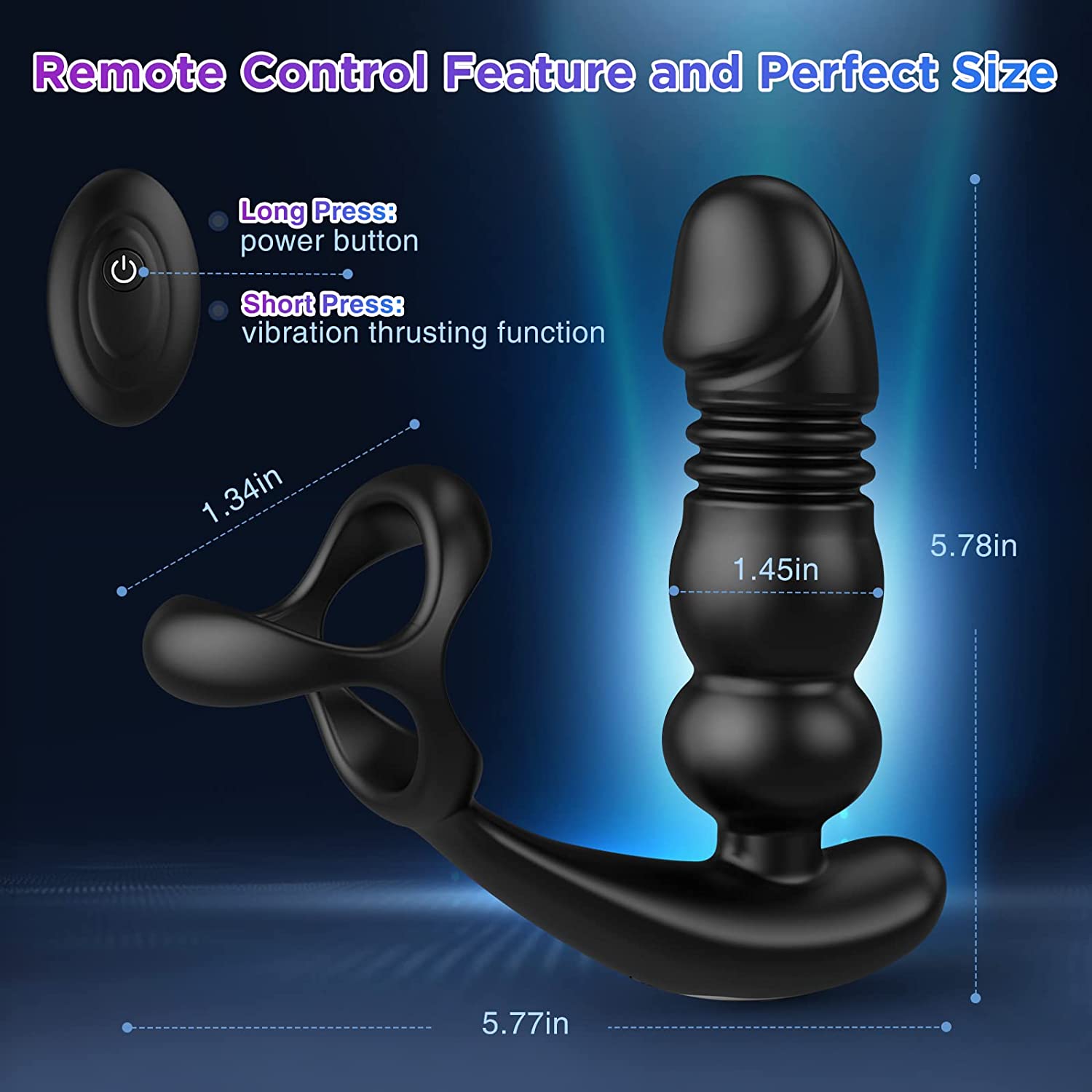 2-in-1 Telescopic Vibrating Prostate Massager With Penis Rings-EROSREALM