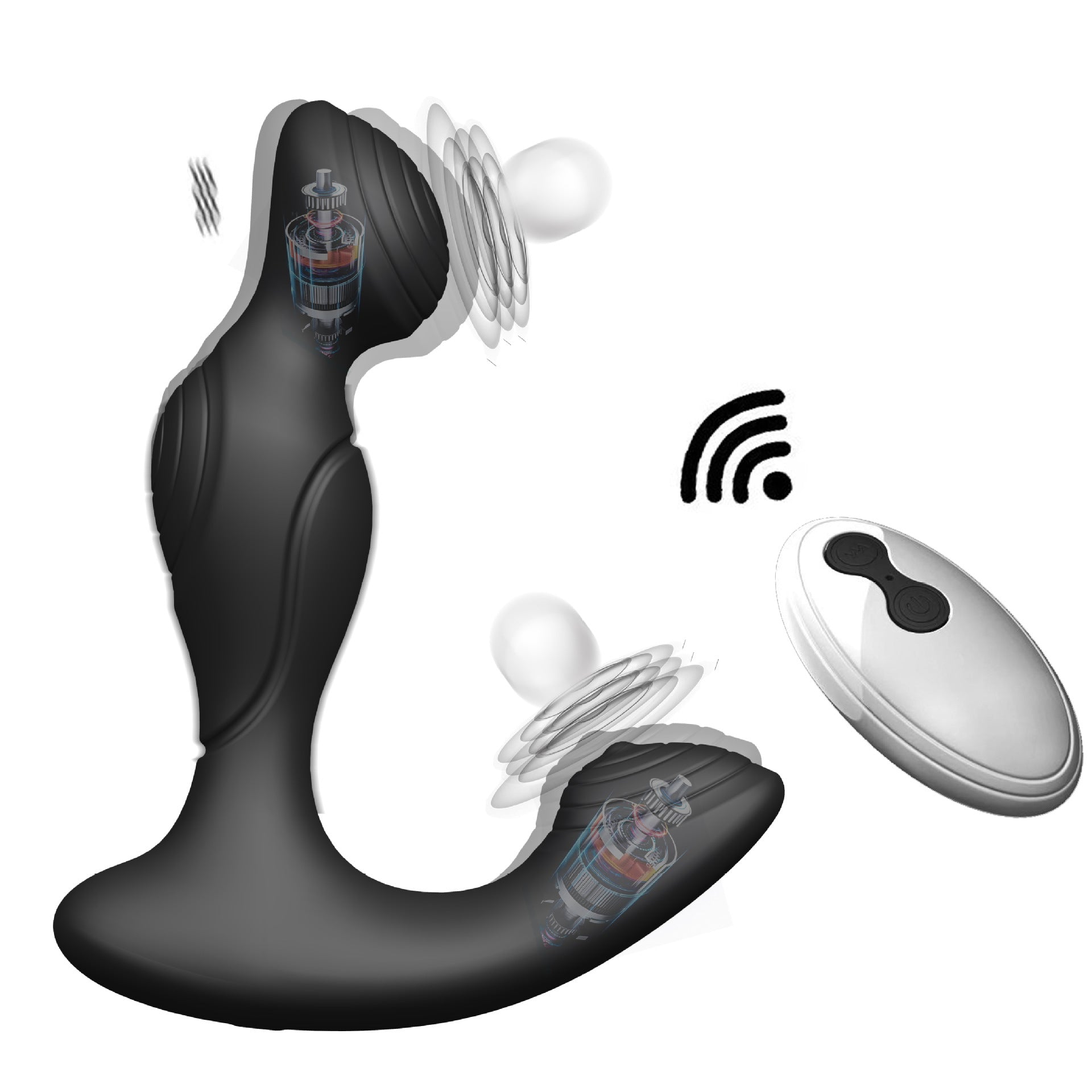 Wireless Remote Control 10 Frequency Dual Vibration Prostate Massager-EROSREALM