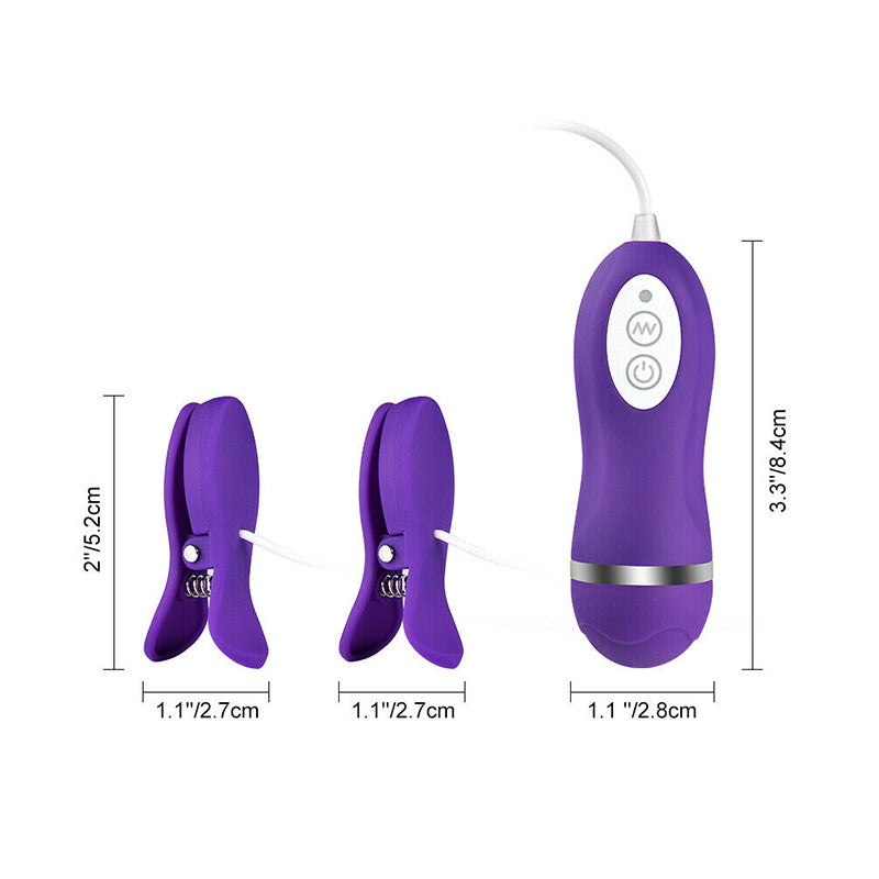 Nipple Clamps Vibrating Breast Clips Nipple Stimulator Wired Vibrators with Remote Control Sex Toys for Women-EROSREALM