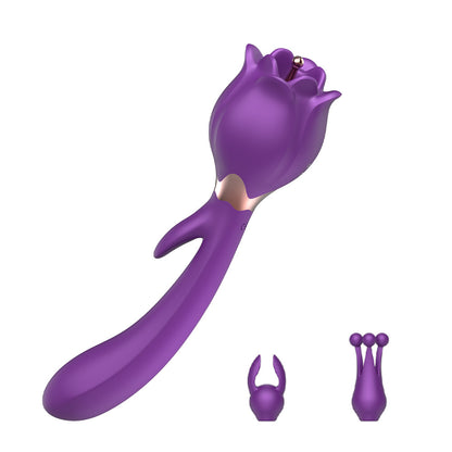 Rose Toy Vibrator G-spot Clitoris Stimulator with Attachments-EROSREALM