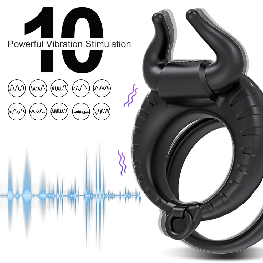 Bullfighting Double Rings Vibrating Penis Ring For Couples-EROSREALM