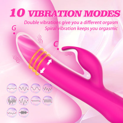 2-in-1 Rotating Strong Shock Rabbit Vibrator-EROSREALM