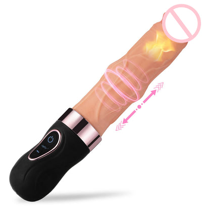 Realistic Thrusting Heating Dildo Vibrator With Thrusting Bead-EROSREALM