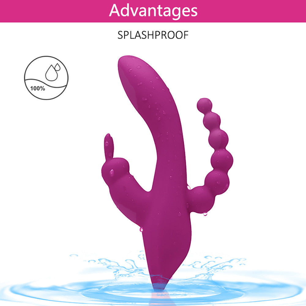 G Spot Dildo Rabbit Vibrator 3-in-one function Vibration Waterproof-EROSREALM