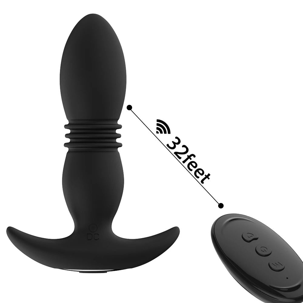 Remote Control Vibrating & Thrusting Anal Plug-EROSREALM