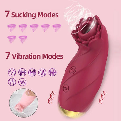 Rose Toy Clit Sucking Vibrating Massager Wand-EROSREALM