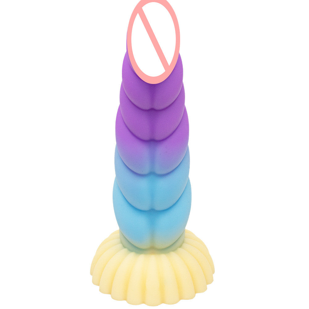 Colorful Braid Dildo Vibrator Liquid Silicone Anal Plug-EROSREALM