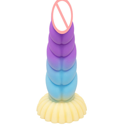 Colorful Braid Dildo Vibrator Liquid Silicone Anal Plug-EROSREALM