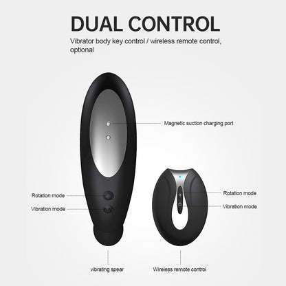 Prostate Massage Vibrator Remote Control Anal Toy with Rotating Beads-EROSREALM