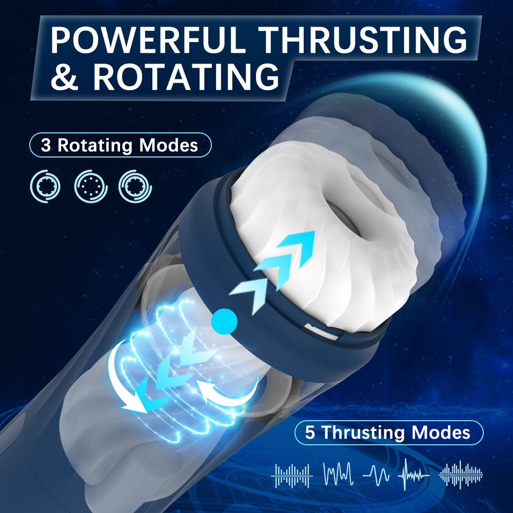 Steelcan 5 Thrusting 3 Rotating & 5 Vibrating Modes Penis Stroker-EROSREALM