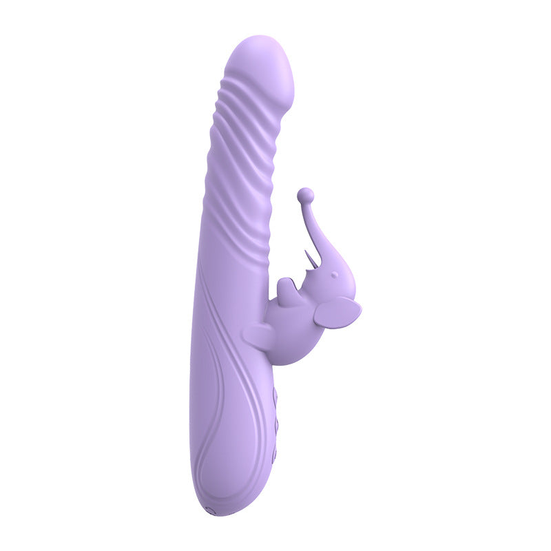 Cute Elephant Tongue Licking Vibrating Telescopic Warming Dildo Vibrator-EROSREALM