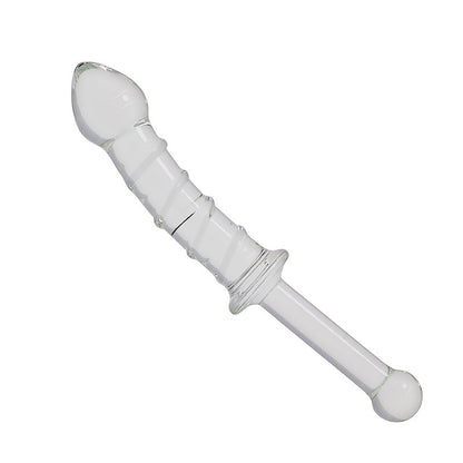 Curved Wavy Textured Glass Dildo Anal Toy-EROSREALM