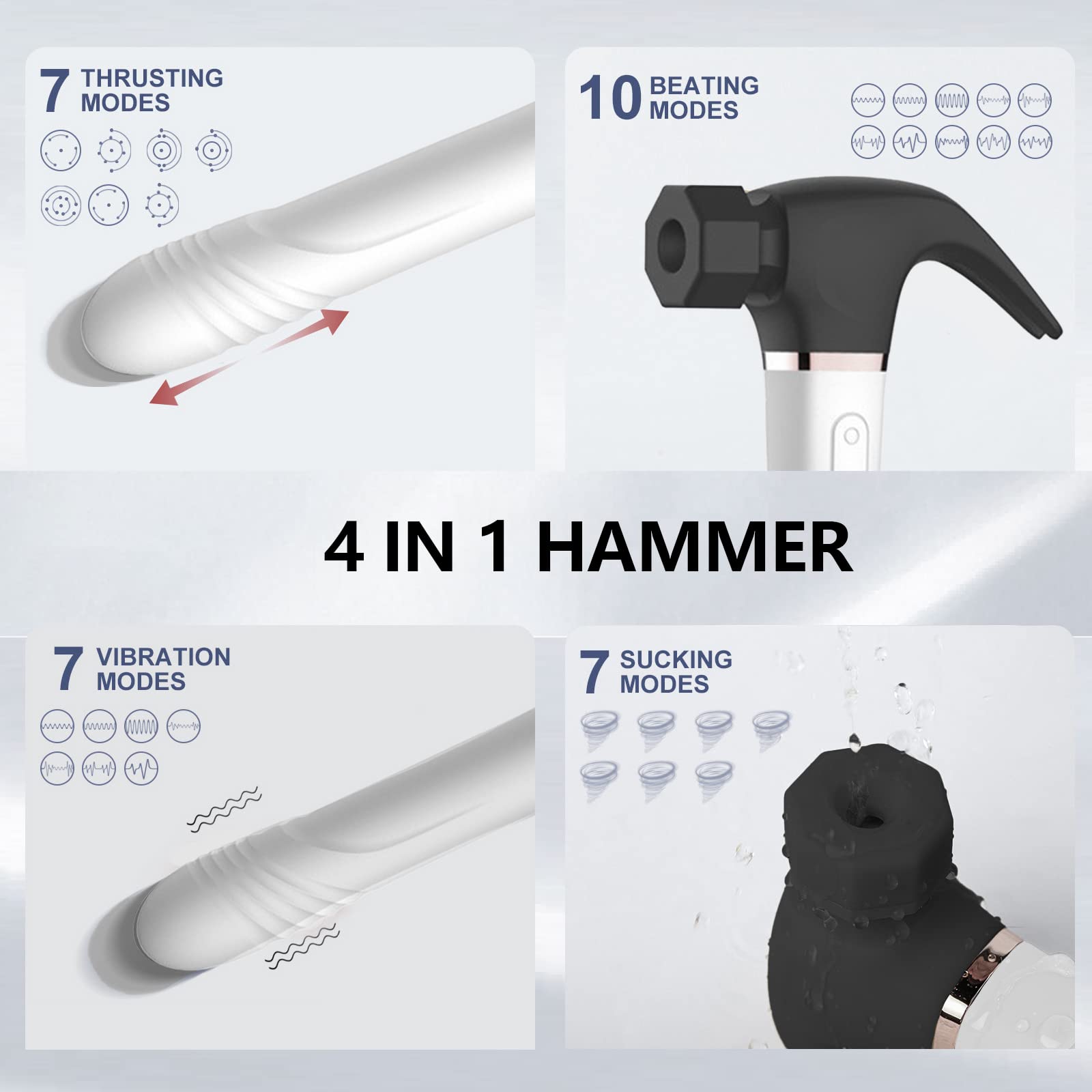 3-in-1 Sucking Vibrating Telescopic Hammer Vibrator-EROSREALM