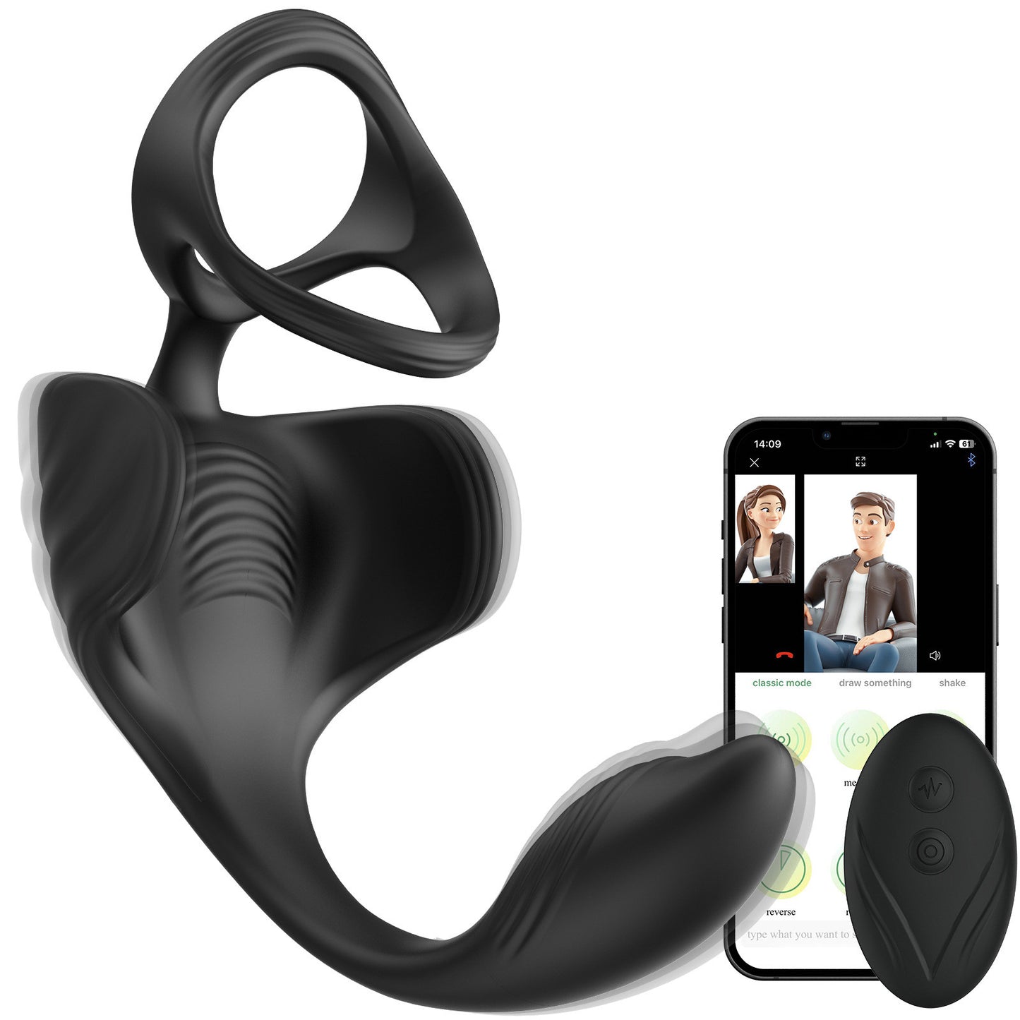 3-in-1 Vibration Testicle Prostate Massager With Penis Ring-EROSREALM