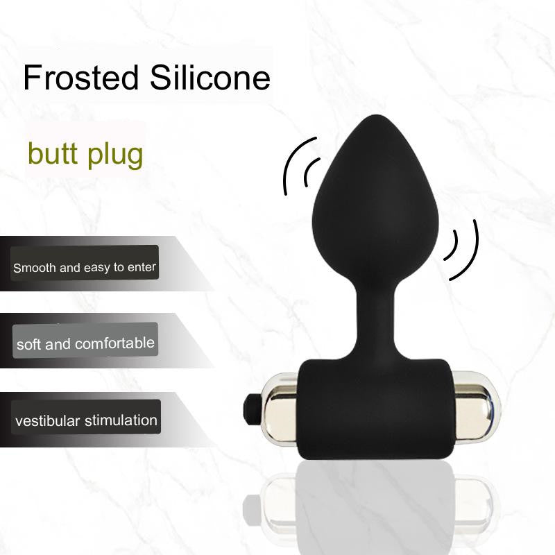 Silicone Anal Plug with Vibrating Bullets-EROSREALM