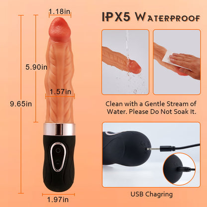 Realistic Wriggle Dildo Vibrator With 7 Wriggle 9 Vibration Modes-EROSREALM