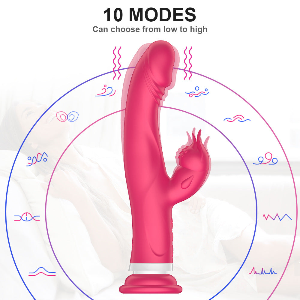 Heating Rabbit Dildo Vibrator With Suction Cup-EROSREALM