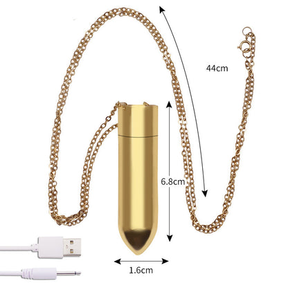 Metal Mini Bullet Necklace Vibrator-EROSREALM