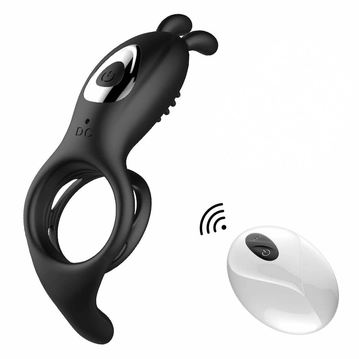 Remote Control 9 Frequency Vibrating Cock Ring Rabbit Ear Penis Ring-EROSREALM