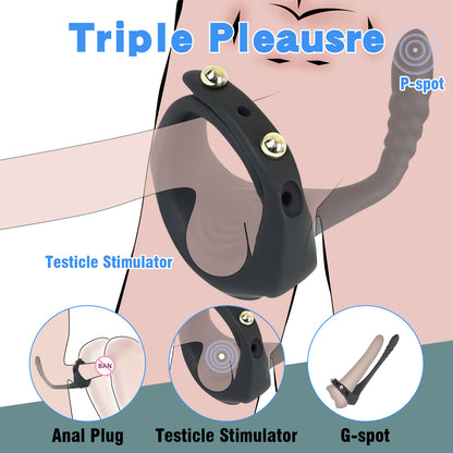 Wireless Remote Control Vibrating Penis Ring With Prostate Massager-EROSREALM