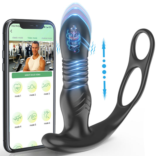 App Remote Control Thrusting Vibrating Prostate Massager-EROSREALM