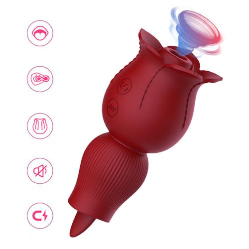 Rose Vibrator Red 2 Heads-EROSREALM