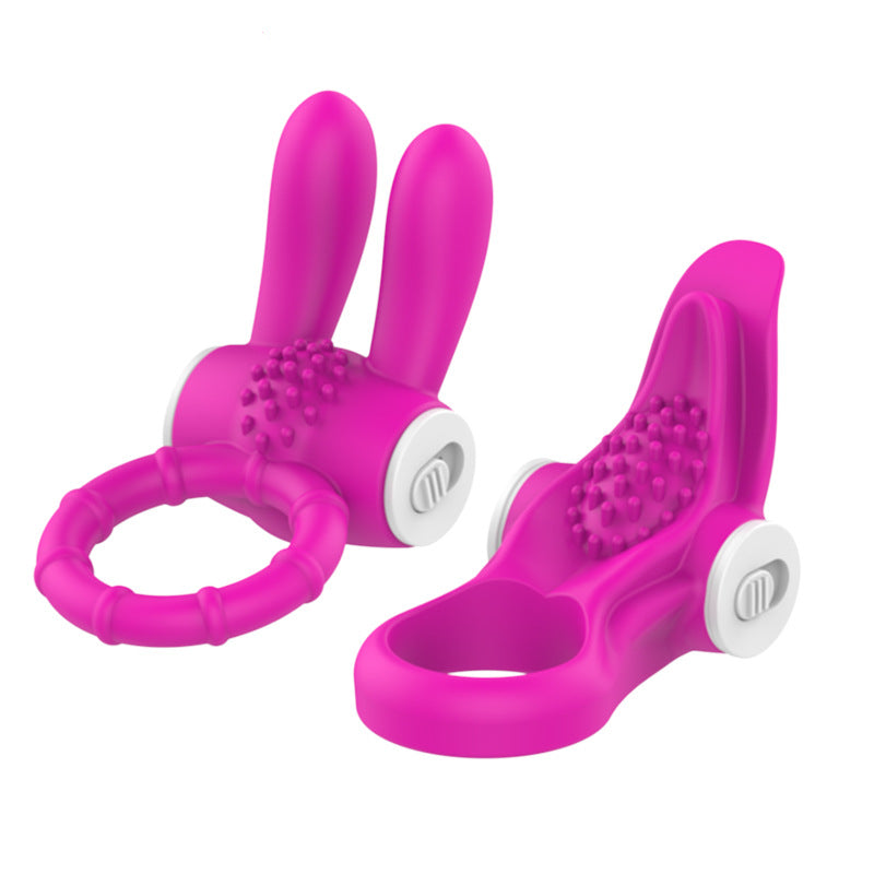 Male Rabbit Vibrating Penis Ring Tongue Licking Vibration Penis Ring-EROSREALM