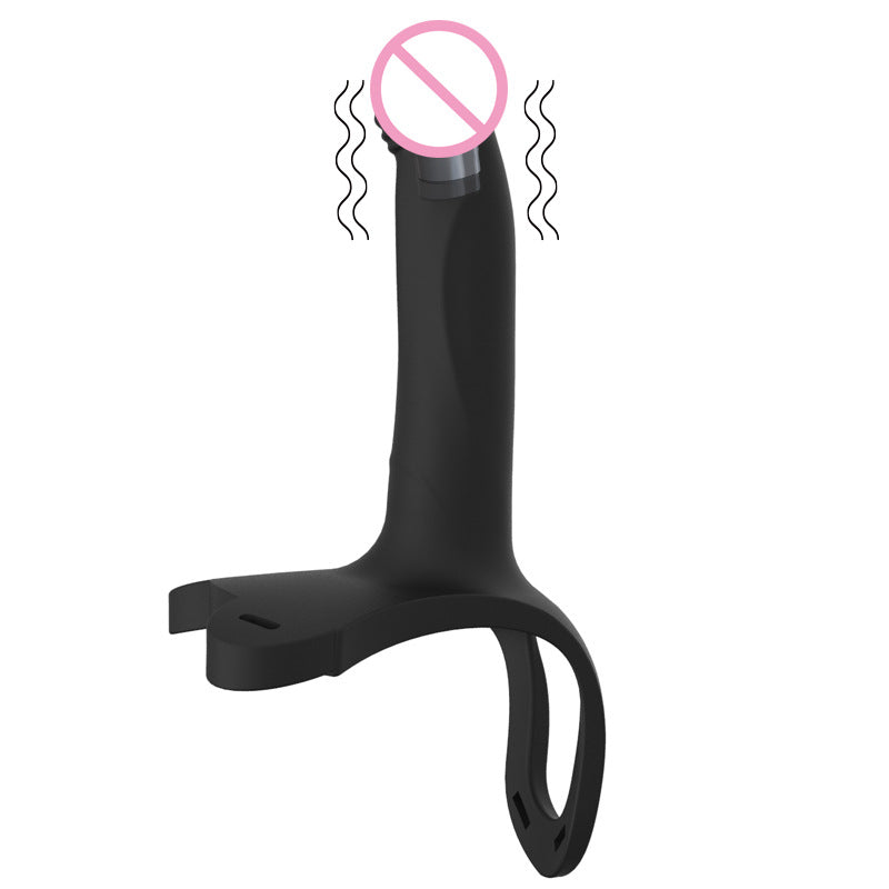 Remote Control Rechargeable Silicone Strap On Dildo Vibrator Hollow Penis Extender-EROSREALM