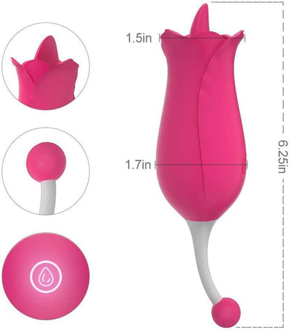 Tongue & Bead 2 in 1 High-frequency Rose Clit Licker Toy-EROSREALM