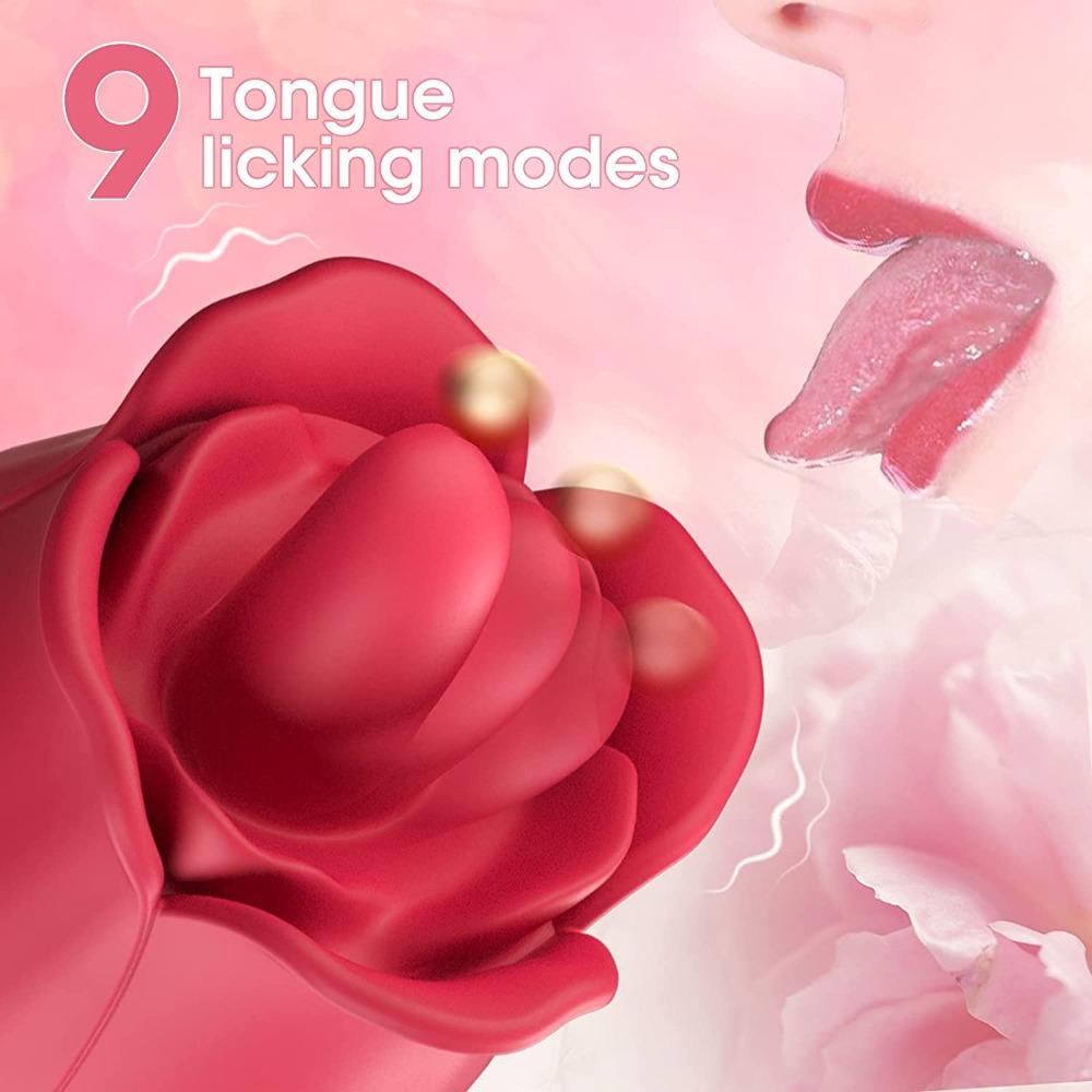 Rose Tongue Licking Clitoral Stimulator With Bullet Vibrator-EROSREALM