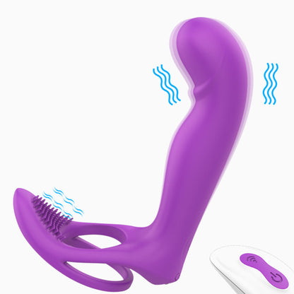 Remote Control Vibrating Strap on with Penis Rings for Couples-EROSREALM