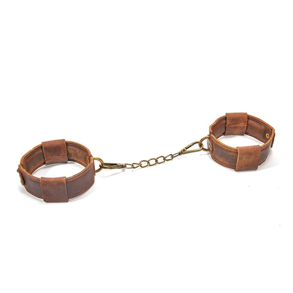 Retro Style Brown Leather Adjustable Ankle Cuffs Sm Toy-EROSREALM