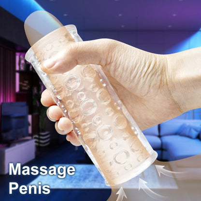 Clear Textured Super Stretchable Male Stroker Penis Massager-EROSREALM