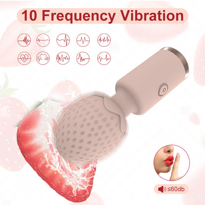 Strawberry 10-frequency Vibrator Mini Massage Wand-EROSREALM