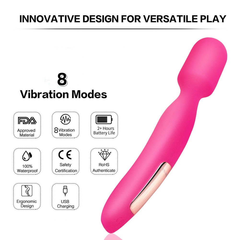 8 Frequency Strong Shock Silicone Wand Vibrator-EROSREALM